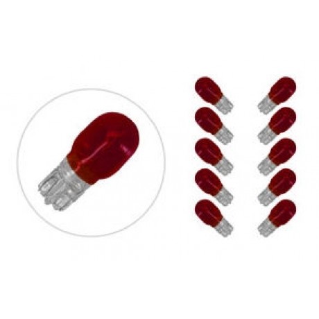 Lamp 12V 10W  T13 Wedge rood  (10-stuks)