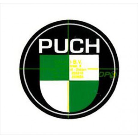 Sticker Pucjh logo groen/wit/zwart 40mm